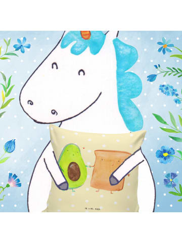 Mr. & Mrs. Panda Deko Kissen Avocado Toast ohne Spruch in Gelb Pastell