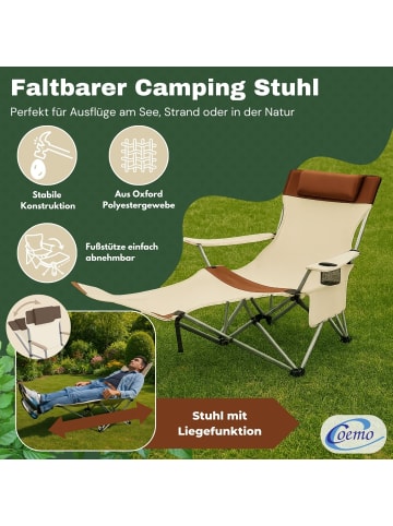Coemo Gartenliege Liegestuhl tragbar Campingstuhl in Beige