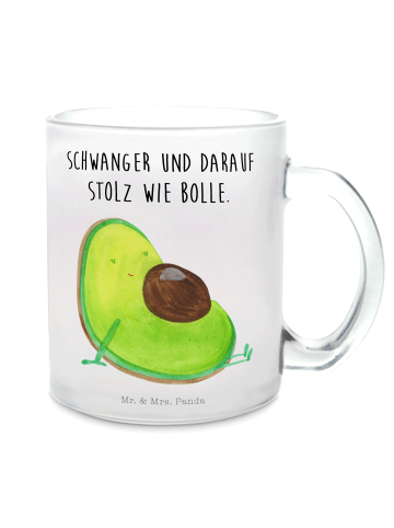 Mr. & Mrs. Panda Teeglas Avocado Schwangerschaft mit Spruch in Transparent