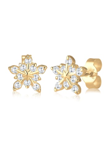 Elli Ohrringe 925 Sterling Silber Schneeflocke in Gold