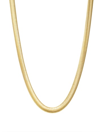 Hey Happiness Vergold. Halskette Schlangenkette Breit Edelstahl in Gold - (L) 42-47 cm