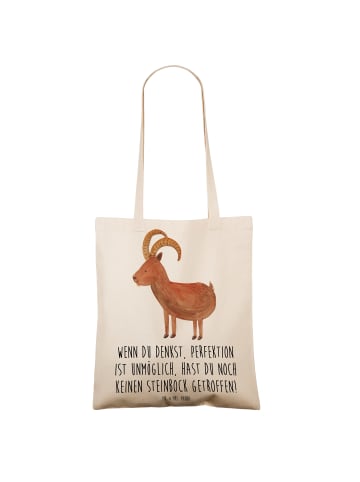 Mr. & Mrs. Panda Shopping Tasche Steinbock Perfektion mit Spruch in Creme