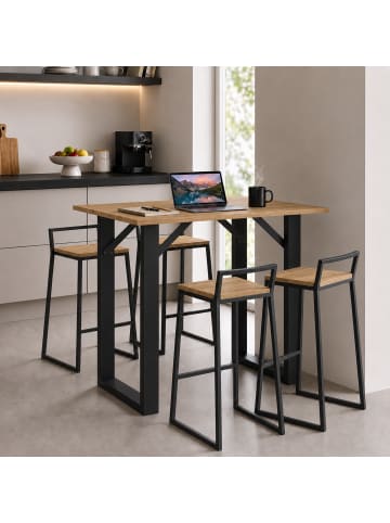 VCM  Holz Bartisch Stehtisch Tisch Tresen Xona 140x50 in Schwarz / Honig-Eiche