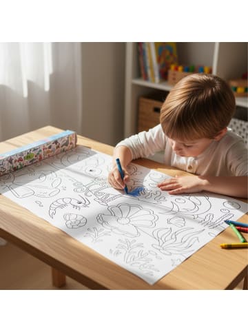 relaxdays 2 x Ausmaltischdecke "Meer" in Weiß – 3 m