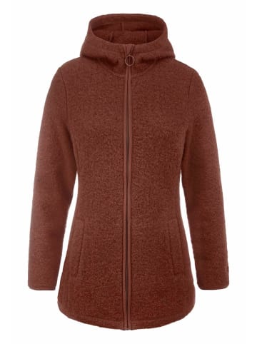 Hessnatur Wollfleece Kapuzen-Jacke in dunkles rost