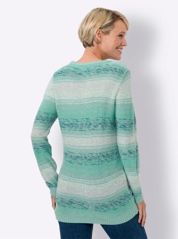 Sieh an! Longpullover in aquapetrol-blaugrün-gemustert