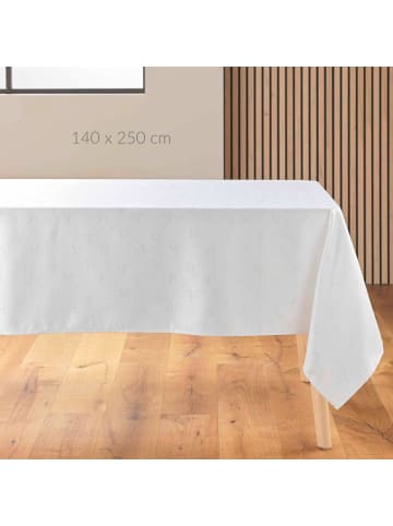 Douceur d’Intérieur Jacquard-Tischdecke mit silberner Verzierung, YARN in Weiß, 140 x 250 cm