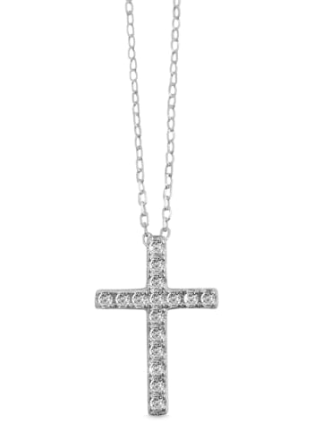 Adeliás Damen Halskette aus 925 Silber mit Zirkonia 43+5 in silber