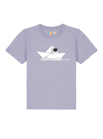 wat? Apparel T-Shirt Astronaut in paper boat in Lavender