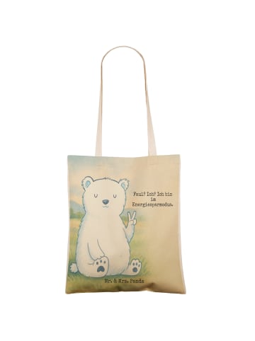Mr. & Mrs. Panda Shopper Eisbär Faul Design mit Spruch in Weiß