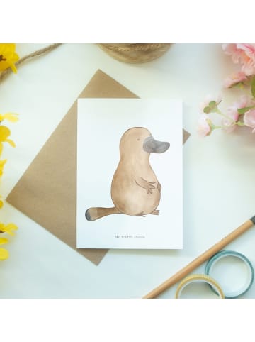 Mr. & Mrs. Panda Klappkarte Schnabeltier Mut ohne Spruch in Weiß