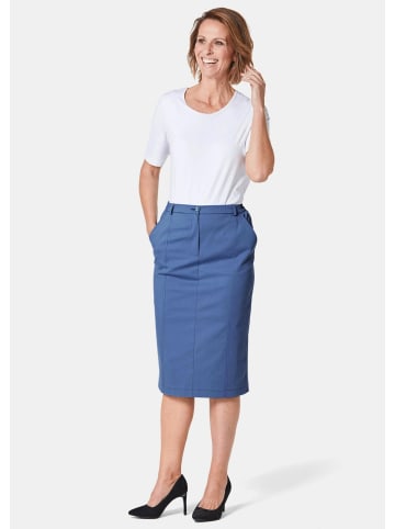 GOLDNER Kurzgröße: Sportlich eleganter Satinrock in schieferblau