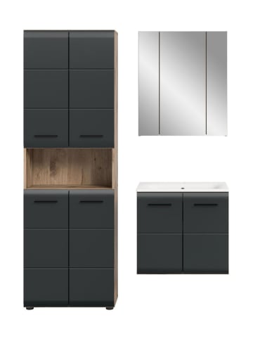 ebuy24 Badmöbelset Ice Schwarz 135 x 46 cm