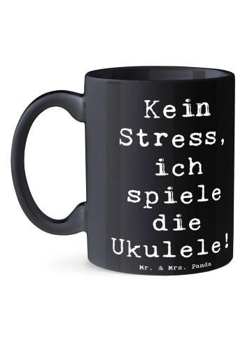 Mr. & Mrs. Panda Kaffeebecher Spruch Ukulele Entspannung mit Spruch in Schwarz
