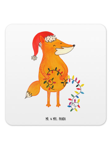 Mr. & Mrs. Panda Untersetzer für Gläser Fuchs Weihnachten ohne S... in Weiß