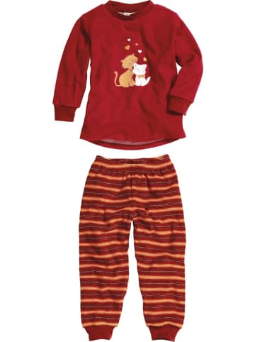 Playshoes Kinder Schlafanzug "411502 Schlafanzug Frottee Katzen" in Rot