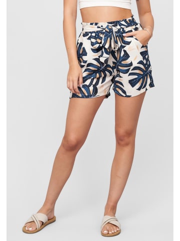 Cloud5ive Cloud5ive Paperbag   Shorts with tie belt and palm print in navy/beige