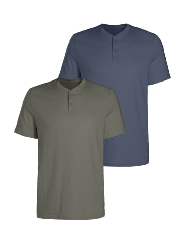 H.I.S Henleyshirt in khaki / blau