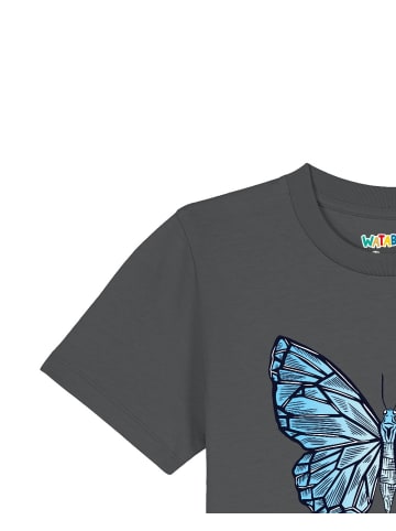 wat? Apparel T-Shirt Crystal Butterfly in Grau