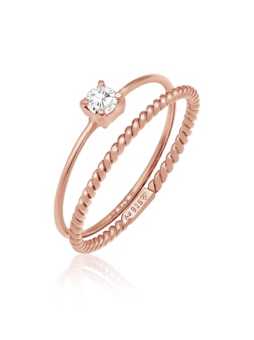 Elli Ring 925 Sterling Silber Ring Set in Rosegold