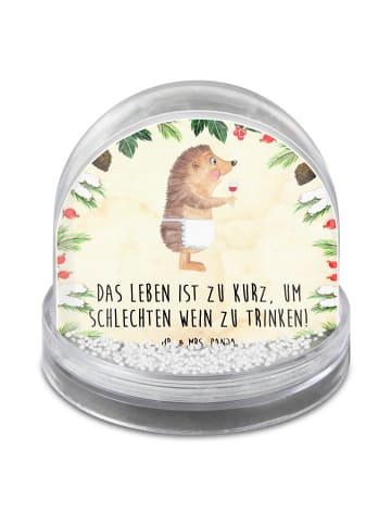 Mr. & Mrs. Panda Schneekugel Weihnachten Igel Wein mit Spruch in Naturpapier