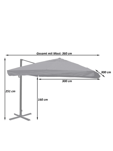 MCW Ampelschirm A96, Flap, creme mit Ständer, drehbar