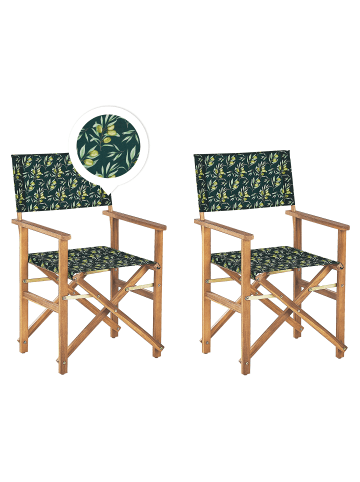 Beliani 2er-Set Gartenstuhl CINE in Heller Holzfarbton/Grün