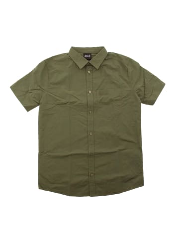 Jack Wolfskin Hemd Lakeside Shirt Woodla Herren kurzarm Hemd Wandershirt in Grün