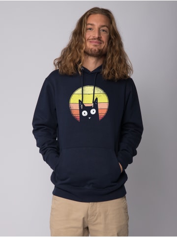 wat? Apparel Sweatshirt Sunset Cat in Dunkelblau