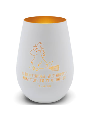 Mr. & Mrs. Panda Kerzenhalter Einhorn Hexe mit Spruch in Weiß