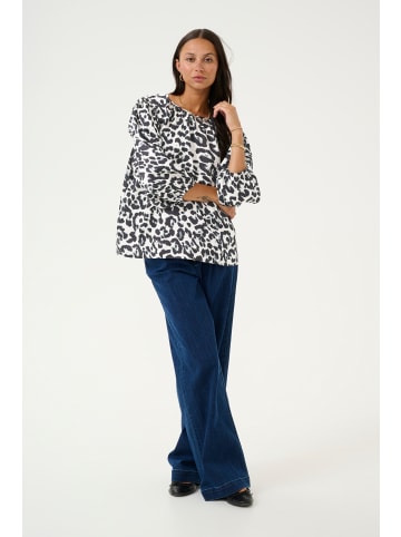 Kaffe Langarm-Bluse KAroxy in White/Black Leopard