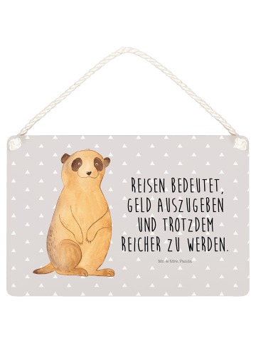 Mr. & Mrs. Panda Schild Erdmännchen mit Spruch in Grau Pastell