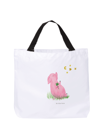 Mr. & Mrs. Panda Stofftasche Schwein Glück ohne Spruch in Weiß