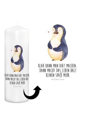 Mr. & Mrs. Panda Kerze Pinguin Diät mit Spruch in Weiß