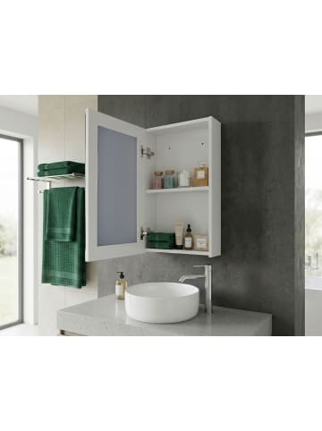 Beliani Bad-Spiegelschrank PRIMAVERA in Weiß/Silber - (W) 40 x (H) 60 x (L) 14 cm