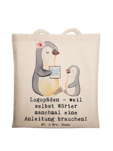 Mr. & Mrs. Panda Stoffbeutel Logopädin Helden mit Spruch in Creme