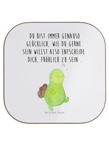 Mr. & Mrs. Panda Getränkeuntersetzer Schildkröte Pfeifen mit Spruch in Weiß