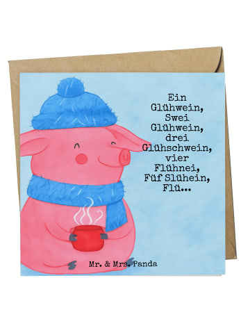 Mr. & Mrs. Panda Einladungskarte Schweinchen Glühwein Design mit... in Weiß
