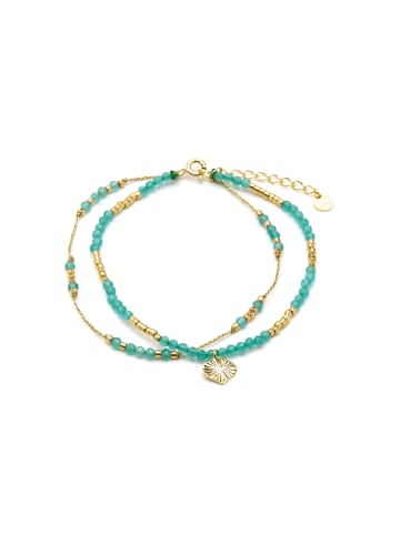Luxenter Armband aus 925er Sterlingsilber und grünem Kristall mit 18K Gelbgold-Finish