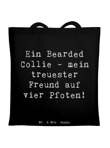 Mr. & Mrs. Panda Beutel Spruch Bearded Collie Freund mit Spruch in Schwarz