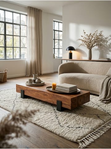 KADIMA DESIGN Couchtisch 115x22x44cm Massivholz / Metall Sofatisch, Design