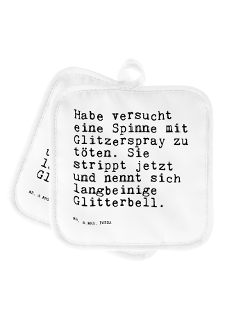 Mr. & Mrs. Panda Topflappen Habe versucht eine Spinne... mit Spruch in Weiß