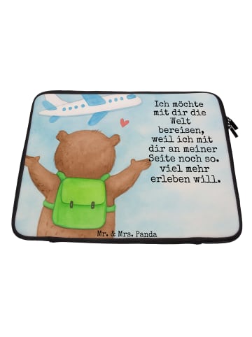 Mr. & Mrs. Panda Notebooktasche Bär Flugzeug Design mit Spruch in Weiß