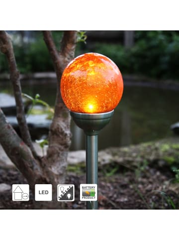 STAR Trading Großer LED Solar-Poller ,Roma, Edelstahl, Lichtsensor, Bernstein-Opti