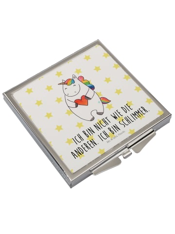 Mr. & Mrs. Panda Kosmetikspiegel Einhorn Herz mit Spruch in Weiß