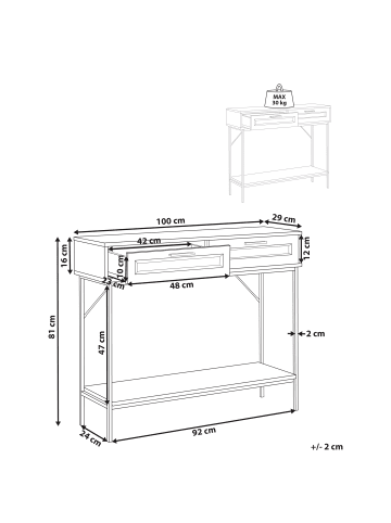 Beliani Konsolentisch PASCO in Braun/Schwarz - (W) 100 x (H) 81 x (L) 29 cm