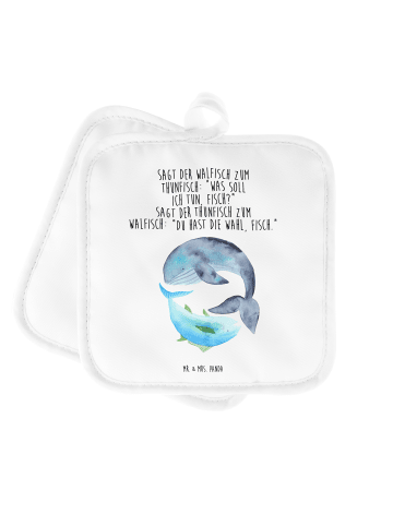 Mr. & Mrs. Panda Topflappen Walfisch Thunfisch mit Spruch in Weiß