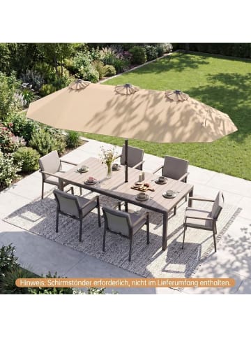 COSTWAY Doppelsonnenschirm knickbar 285x150cm in Beige