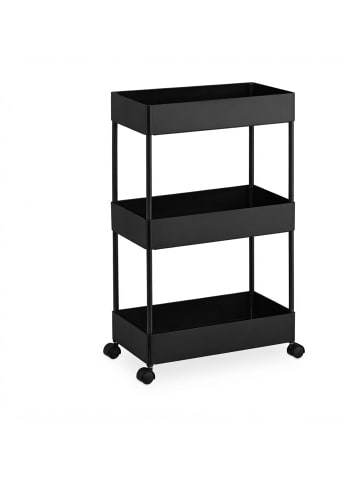 relaxdays Rollwagen in Schwarz - (B)39,5 x (H)65 x (T)21,5 cm