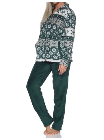 NORMANN Hausanzug Freizeitanzug Coralfleece in grün